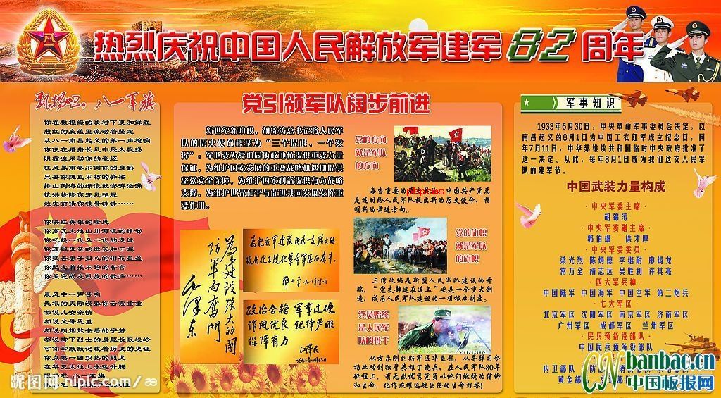 2010年庆祝中国人民解放军建军87周年板报