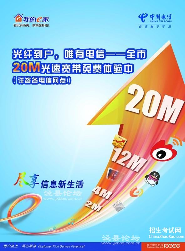 中国电信宽带20M光纤多少钱？