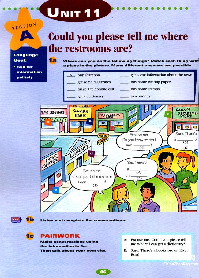 【人教版,新目标could,you,please,tell,me,where,the,restrooms,are?的单元检测及答案,,,百度文库】