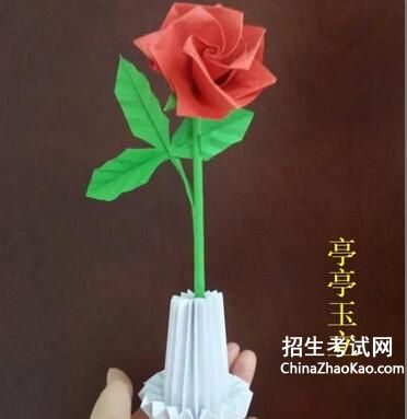 折纸玫瑰花步骤图解-简单玫瑰花