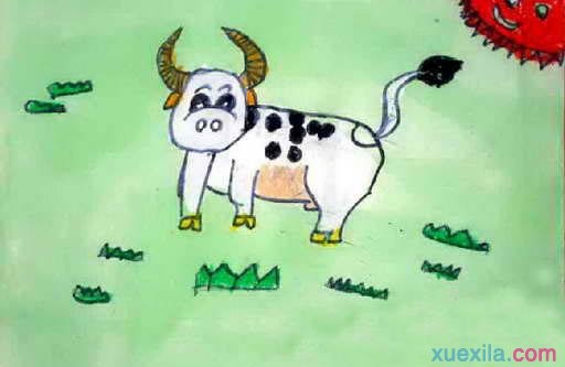 儿童画春天超萌小奶牛